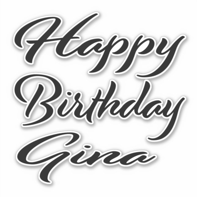 Gina Name First name black Sticker Birthday (Front)