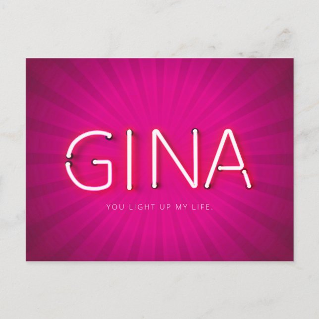 Gina name in glowing neon lights postcard (Front)