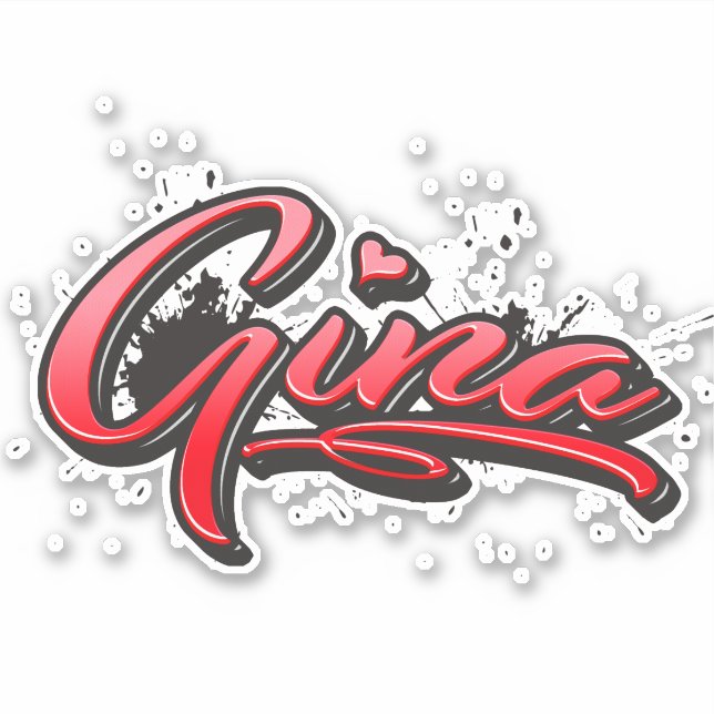 Gina rouge Heart Graffiti Autocollant Sticker (Devant)