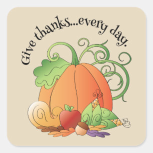 Gine Thanks everyday pumpkin Thanksgiving sticker