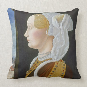Ginevra Bentivoglio, c. 1474- 77 Throw Pillow