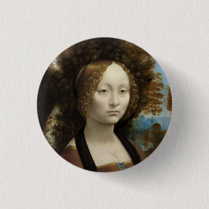 Ginevra de' Benci by Leonardo Da Vinci 1 Inch Round Button