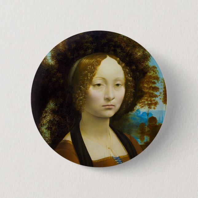 Ginevra de' Benci by Leonardo da Vinci 2 Inch Round Button (Front)