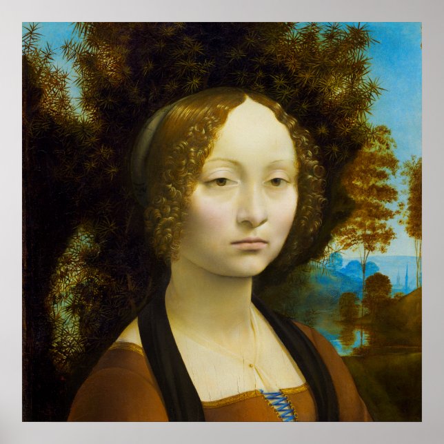 Ginevra de' Benci by Leonardo da Vinci Poster (Front)
