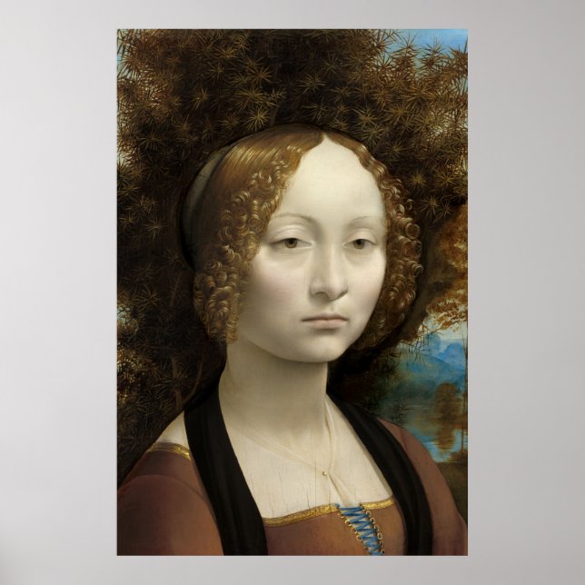 Ginevra de' Benci by Leonardo Da Vinci Poster (Front)