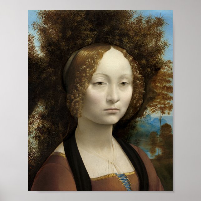 Ginevra de' Benci by Leonardo Da Vinci Poster (Front)