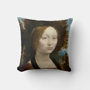 Ginevra de Benci by Leonardo da Vinci Throw Pillow