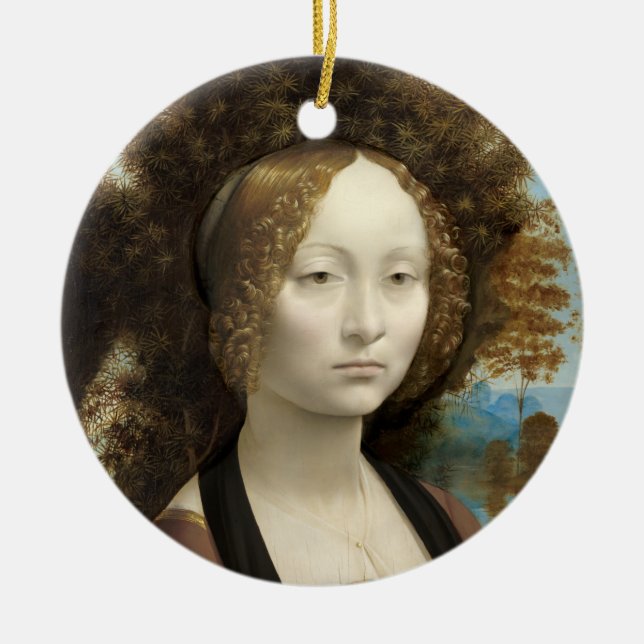 Ginevra de' Benci Leonardo da Vinci   Ceramic Ornament (Front)