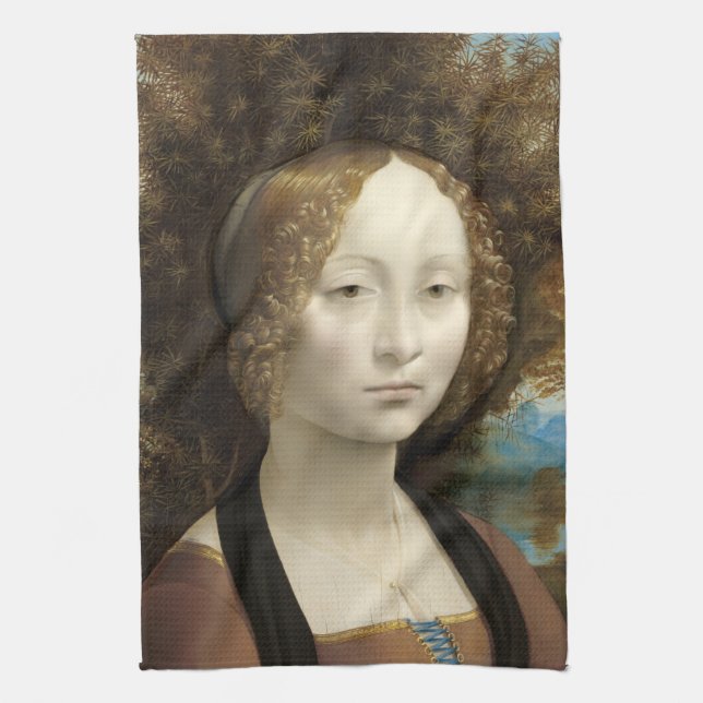 Ginevra de' Benci Leonardo da Vinci    Kitchen Towel (Vertical)