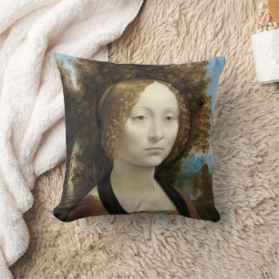 Ginevra de' Benci Leonardo da Vinci  Throw Pillow