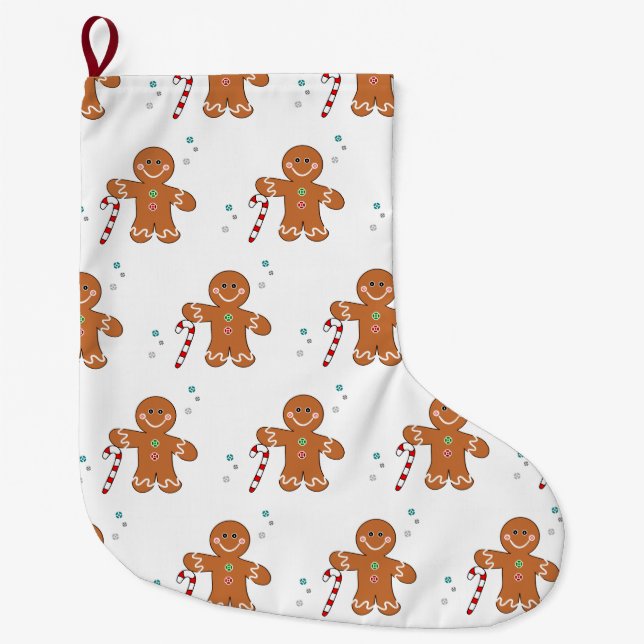 Gingee Gingerbread fun Large Christmas Stocking (Front)