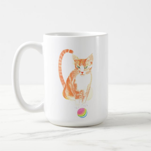 Gingembre Tabby Et Ball Coffee Mug (Gauche)