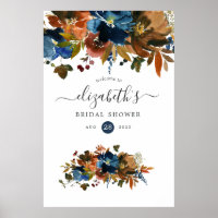 Ginger and Navy Floral Bridal Shower