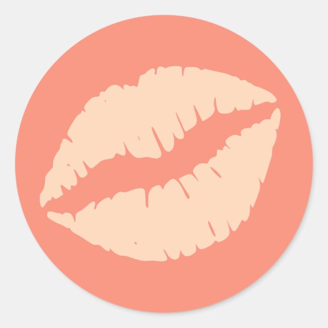 Ginger and Peach Puff Lipstick Print Classic Round Sticker (Front)