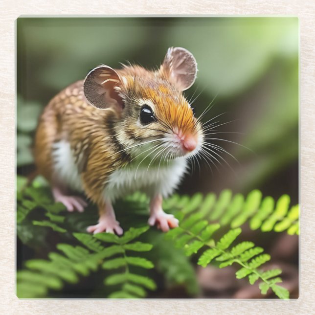 Ginger Australian Hopping Mouse, Glass Coaster (Front)