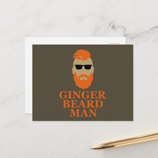 Ginger beard man funny bearded holiday postcard (Front/Back In Situ)