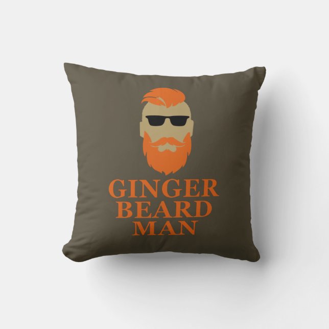 Ginger beard man funny bearded throw pillow (Front)
