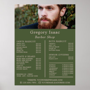 Ginger Beard Model, Men's Barbers Price List Poster