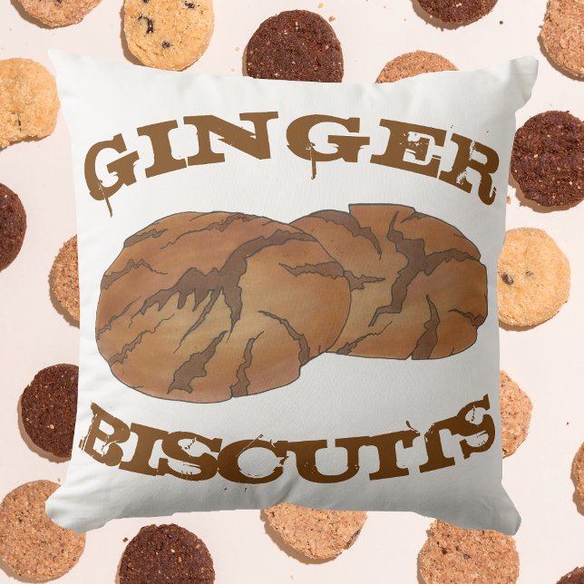 Ginger Biscuits Gingersnap Ginger Nut Cookies Throw Pillow (Ginger biscuits pillow)