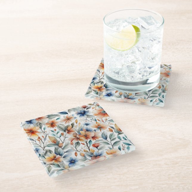 Ginger Blossoms Glass Coaster (Angled)