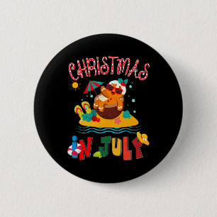 Ginger Bread Christmas In July Funny Beach Summer 2 Inch Round Button