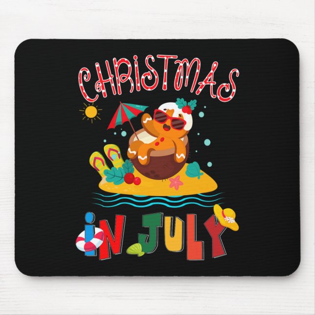 Ginger Bread Christmas In July Funny Beach Summer  Mouse Pad (Front)