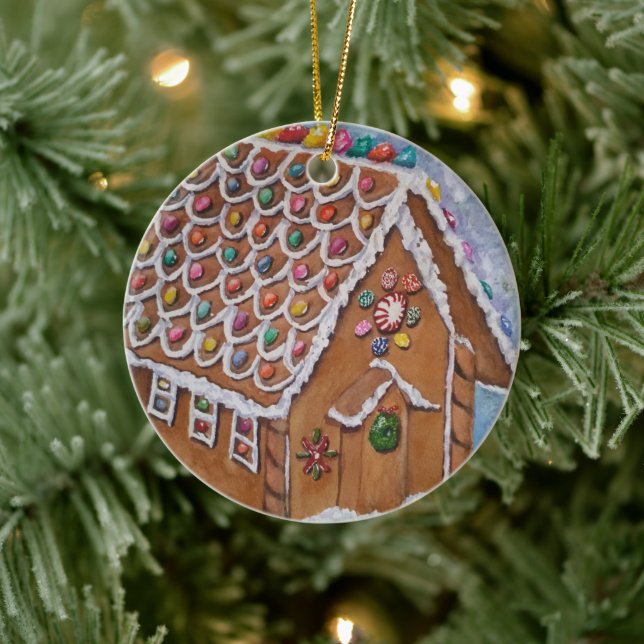 Ginger Bread House Ceramic Ornament (Tree)