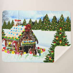 GINGER BREAD HOUSE SHERPA BLANKET