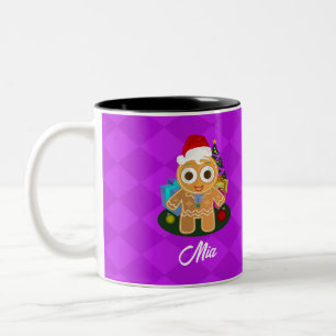 Ginger Bread Man Purple On Purple Diamond Two-Tone Coffee Mug