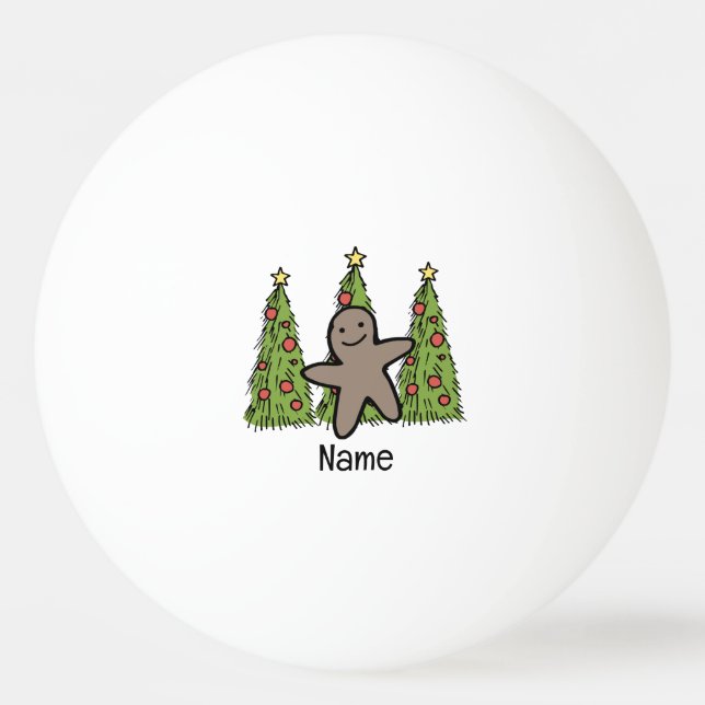 Ginger bread with Christmas tree Ping Pong Ball (Front)