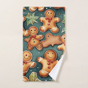 Ginger breadman cute Christmas Design  Bath Towel Set