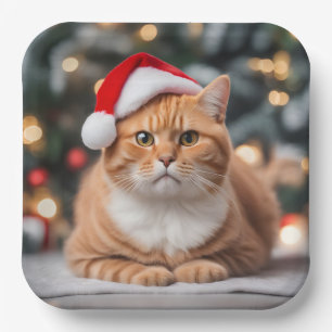 Ginger British Shorthair Christmas Paper Plate