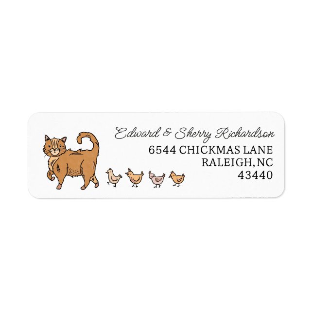 Ginger Cat and Chicks Return Address Label (Front)