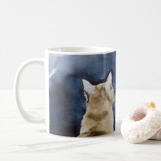 Ginger Cat and Full Moon Classic Mug (With Donut)