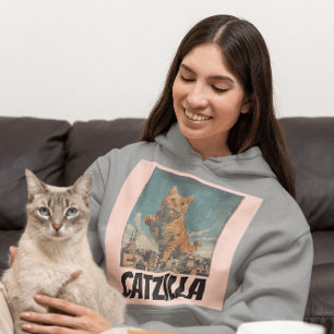 GINGER CAT CATZILLA FUNNY T-SHIRTS HOODIE