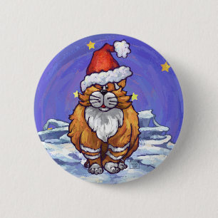 Ginger Cat Christmas 2 Inch Round Button