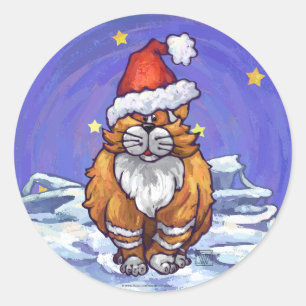 Ginger Cat Christmas Classic Round Sticker