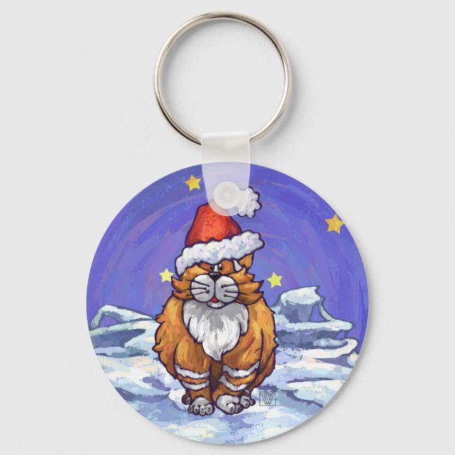 Ginger Cat Christmas Keychain (Front)