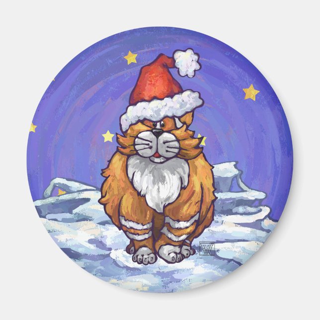 Ginger Cat Christmas Magnet (Front)