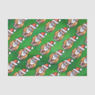 Ginger Cat Christmas On Green Tissue Paper