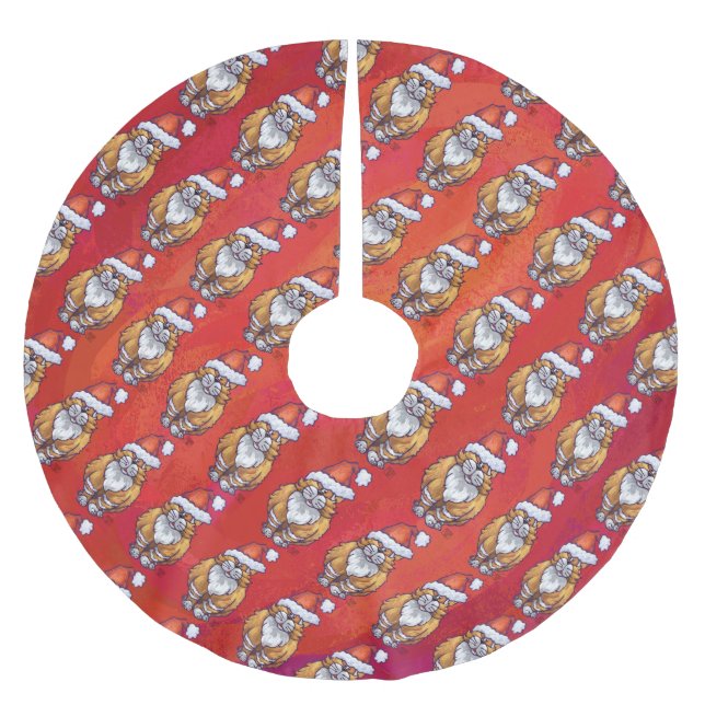 Ginger Cat Christmas On Red Brushed Polyester Tree Skirt (Front)
