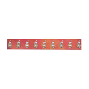 Ginger Cat Christmas On Red Wraparound Address Label