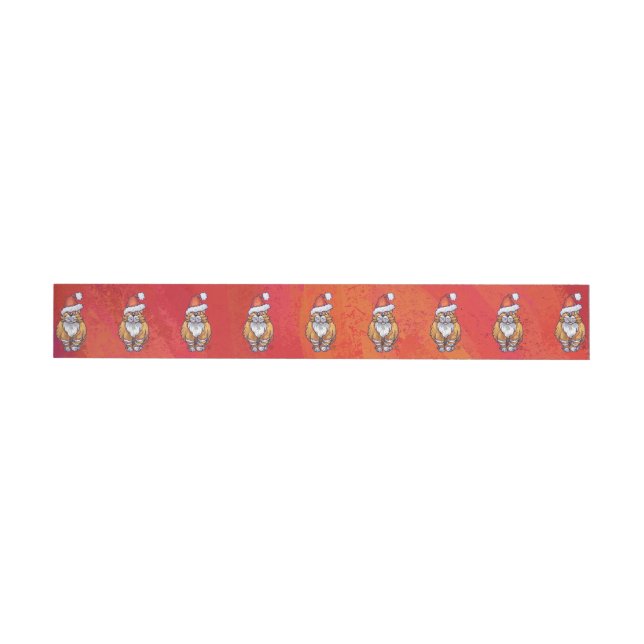 Ginger Cat Christmas On Red Wraparound Address Label (Individual)