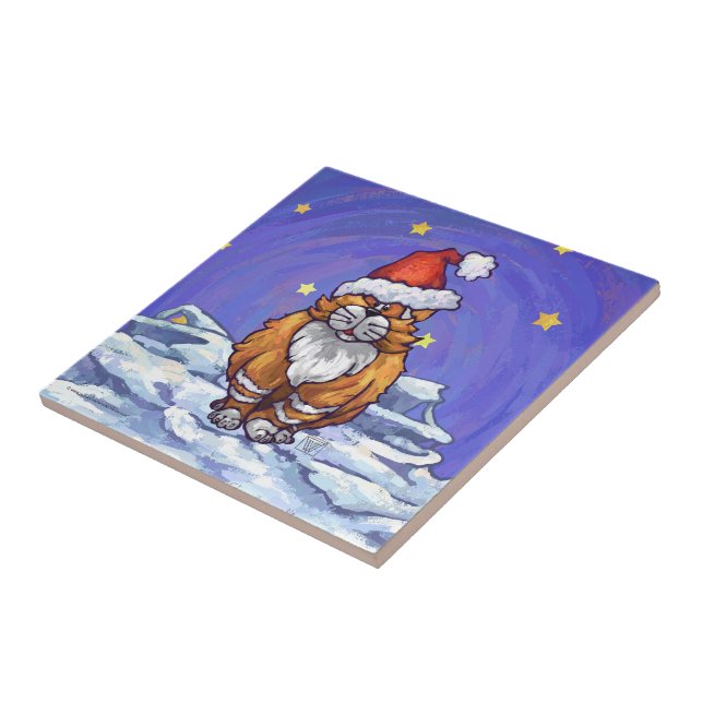 Ginger Cat Christmas Tile (Side)