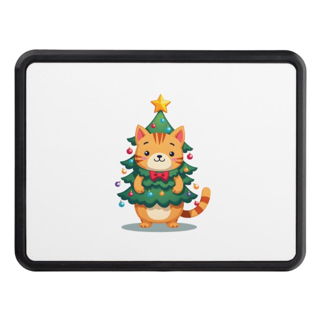 Ginger Cat Christmas Tree Cute Xmas 2 Trailer Hitch Cover (Front)