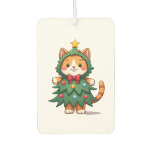 Ginger Cat Christmas Tree Cute Xmas 3 Air Freshener