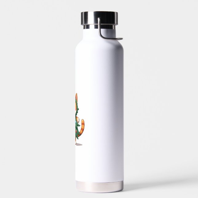 Ginger Cat Christmas Tree Cute Xmas 3 Water Bottle (Left)