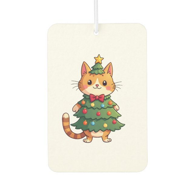 Ginger Cat Christmas Tree Cute Xmas 4 Air Freshener (Front)