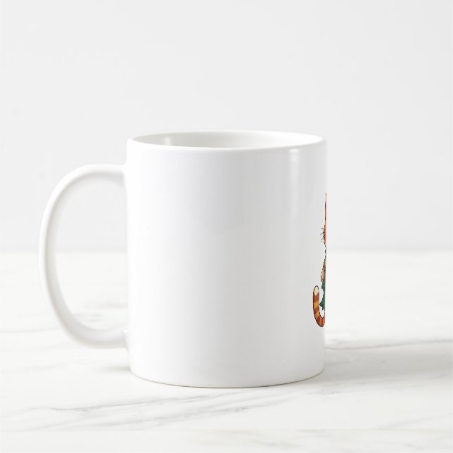 Ginger Cat Christmas Tree Cute Xmas 4 Coffee Mug (Left)