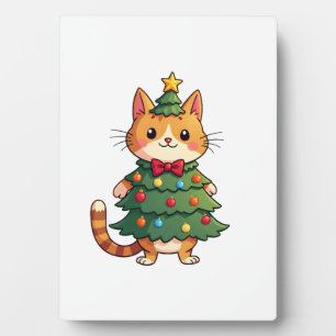 Ginger Cat Christmas Tree Cute Xmas 4 Plaque